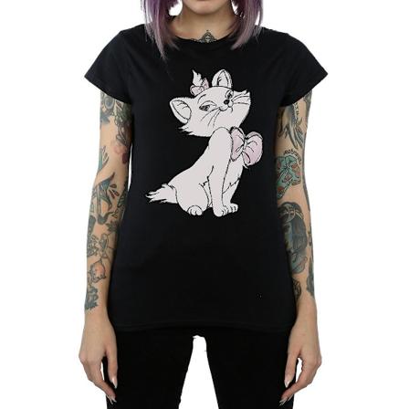The Aristocats Dam T-shirt i bomull för kvinnor/damer, Marie, L, svart Black L