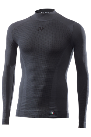 Baselayer-Shirt SIXS TS3 V2 4-Jahreszeiten Langarm Mock Neck Dunkelgrau/Schwarz 3XL-4XL