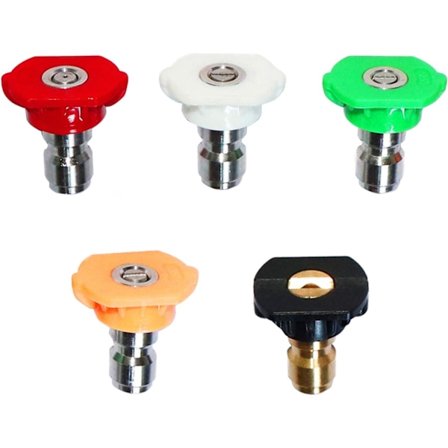 Painevesipesurin suutinsarja, kestävä laatumateriaali pikaliitin suihkusuuttimet, 5 kpl ruostumaton teräs messinki yleismallinen useita asteita (0, 15