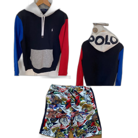 Polo hoodie och shorts