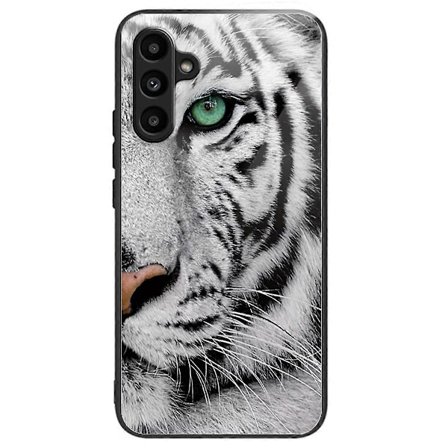 For Samsung Galaxy A55 5G Herdet Glass Deksel TPU Ramme Mønster Beskyttende Telefon Deksel