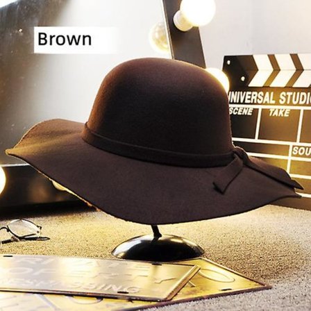 Vintage Dam bredbrättad mjuk varm ull-look/effekt hatt db