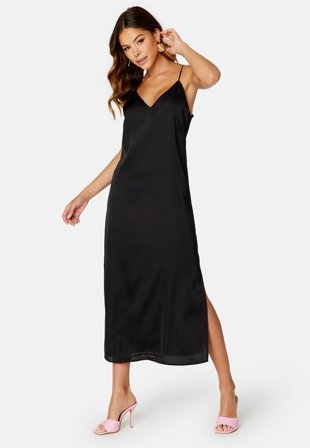 VILA Ellette Satin Dress Black Klær