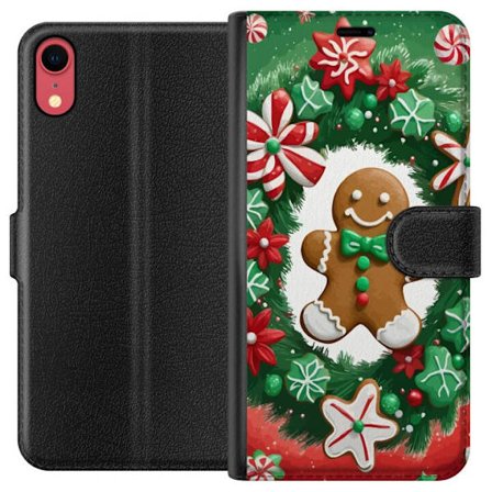 Kompatibel Tegnebogsetui til Apple Apple iPhone XR Peberkagemand plakat julekager kranse slik søde sager pebberkager retro kunst