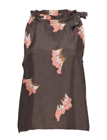 Top In Sky Print W. Tie-Band In Nec Black Coster Copenhagen