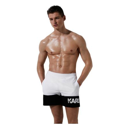 Karl Lagerfeld Swimwear Bottom Colour Block Boardshorts Hvid, Herre Badeshorts