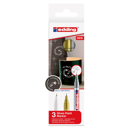 Edding Gloss Paint Marker Extra-Fine 3-set Metallic