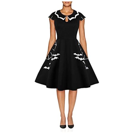 Klänning för broderi av fladdermöss med spindelnät för kvinnor