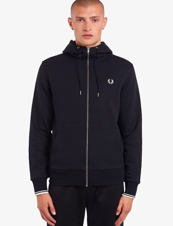 Fred Perry Hooded Zip Sweatshirt - Black - M