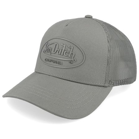 Von Dutch - Grey trucker Czapka Z Daszkiem - Rubber Logo Grey A-Frame Trucker @ Hatstore