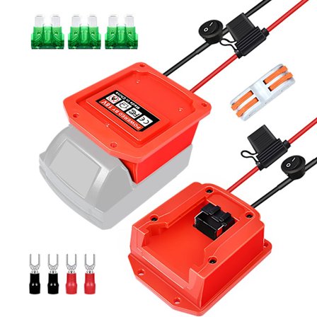 Strømadapter for Milwaukee M18 18V batteri med sikring for RC-bil, robottikk