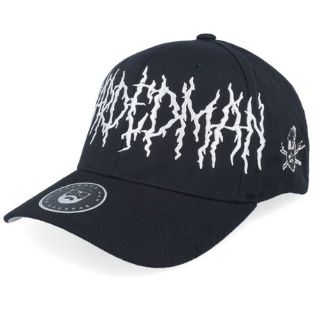 Bearded Man - Svart flexfit Keps - Big Death Metal Logo Uv Wooly Combed Black Flexfit @ Hatstore