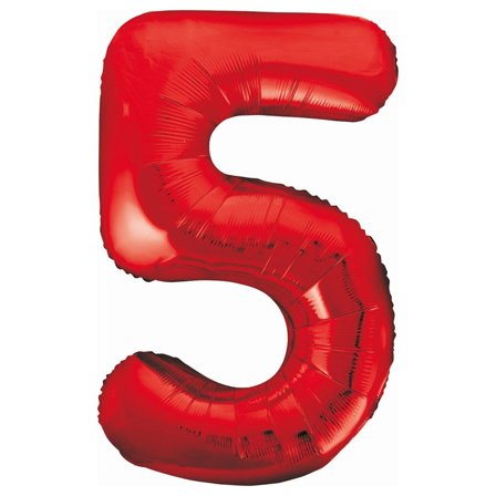Tallballong rød 85 cm "0-9" Tallet 5