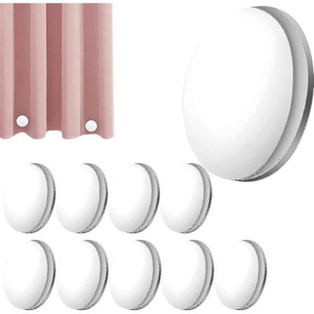 10 stk. Stærke Magnetiske Bruseforhængs Vægte, Runde Magnetiske Forhængs Vægte, Forhindrer Forhængsforing i at Blæse Rundt