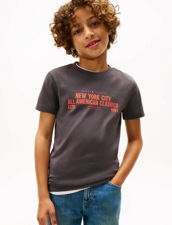 Tommy Hilfiger Nyc Print Graphic Tee Ss - Grey - 128