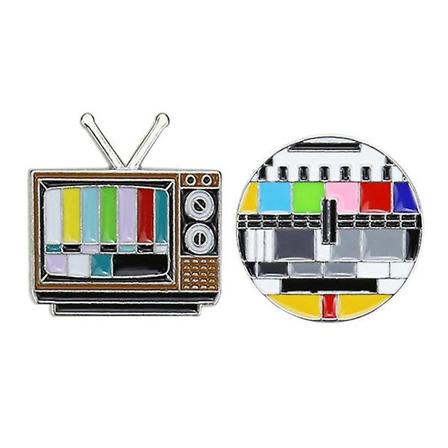 2 stk. Lapel Pins Emblemer Kostume Rekvisit Dekoration Vintage Brosche Pin Retro Tv Kanaler Brystpin