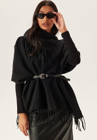 VILA Vifjolira High Neck Poncho Black Beauty Klær