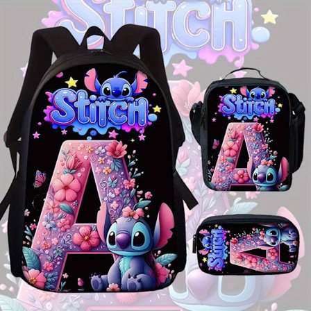 Stitch Skulderveske Student Belastningsreduserende Bærbar Anime Skolesekk-42