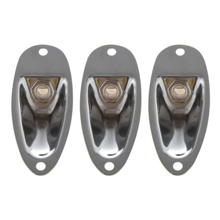 3 stk båt gitar jack 1/4 tommers inngang utgang jack plate sokkel 6,35 mm krom sølv for Strat stil