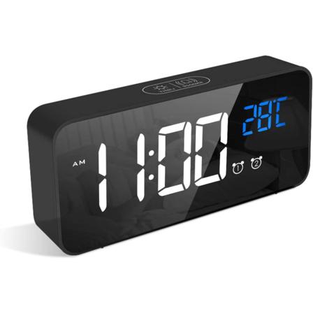 Digital Väckarklocka Med Snooze-funktion, Usb Laddning (svart)