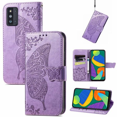 Etui til Samsung A05s Lys lilla Flip preget kortspor