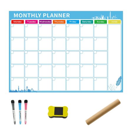 Sletbar Kalender til Køleskab Magnetisk Whiteboard Kalendere Månedlig/Ugentlig Planlægger[HkkK] B