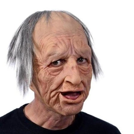 Funny Realistic Latex Old Man Woman Mask With Hair Halloween Cosplay Fancy Dress Head Rubber Party Costumes Villain Joke Props
