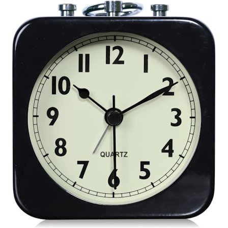 8,5 cm Analog Klocka Svart Fyrkantig Tyst Liten Metall Tra