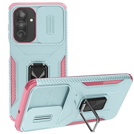 Coque Anneau - Samsung - Galaxy A26 - Blå/Rosa - Stötsäker - Skjutbart kameraskydd