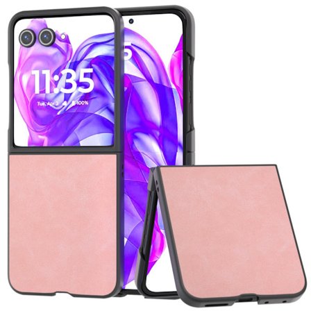 SKALO Motorola Razr 50 Ultra 5G ABEEL PU Nahka Fold Suojakuori - Pinkki