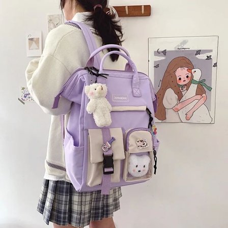 Harajuku-rygsæk til piger, stor kapacitet, sød Kawaii-rejsetaske, dame-laptop-bogtaske til kvinder, Mochilas~08359