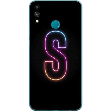 Kompatibelt Mobildeksel til Honor Honor 9X Lite Neonbokstav S i lysende rosa og blå toner mot mørk bakgrunn, stilig bokstavkunst med retrofuturistis