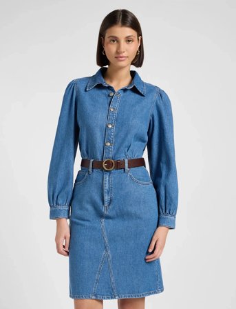 Lee Jeans Long Sleeve Dress - Blue - S