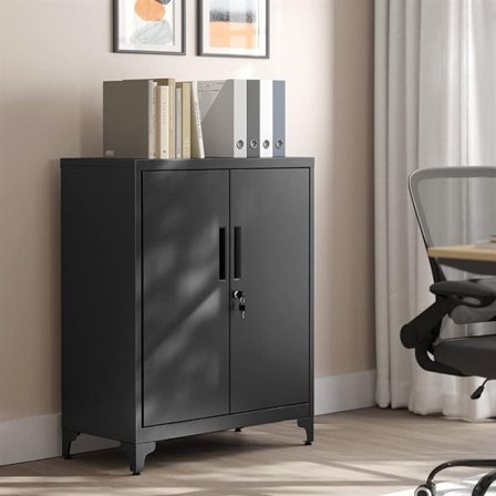 Dokumentskåp med 2 dörrar och lås – Svart