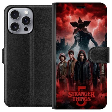 Yhteensopiva Lompakkokotelo Apple Apple iPhone 16 Pro Max Pimeä Stranger Things -inspiroima fantasiakuvaus salamalla, dramaattisella taivaalla ja int
