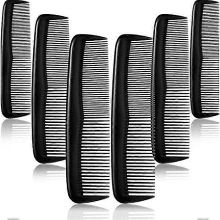 12-delt sæt af fine plastik kamme, sorte, til dame- og herrelommer, fine frisørkamme