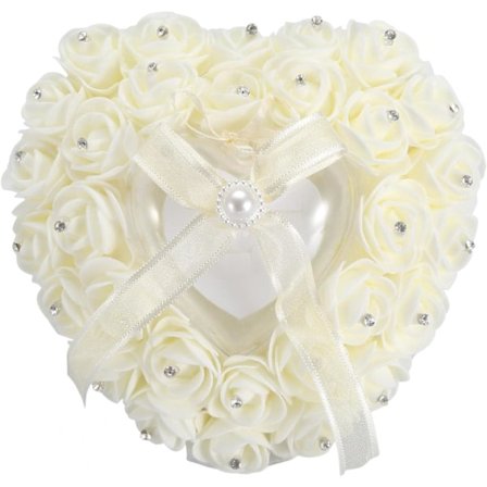 Bryllupsringpute, Romantisk Hjerteformet Bryllupsringboks Rose