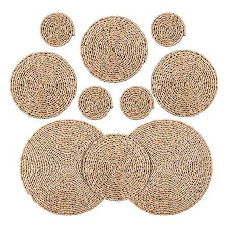 10 st Runda Vävda Underlägg Halksäkra Värmeisolerande Underlägg för Köksbord, Krukor, Pannor, Tekannor, 12 I