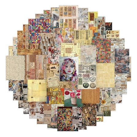 54 stk. Vintage Scrapbook Papir Journal Scrapbook Forsyningssett Estetisk Dekorativt Håndverkspapir Inkluderer Blomsterklistremerker for Planleggere, 