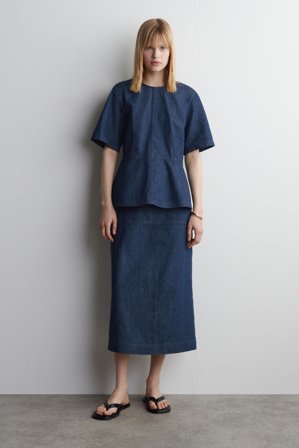 COS Women's Top In Denim Con Balza in Blu