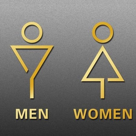 19 x 14 cm, personlig toalett-skilt, toalett-skilt - trekant - gull, menn og