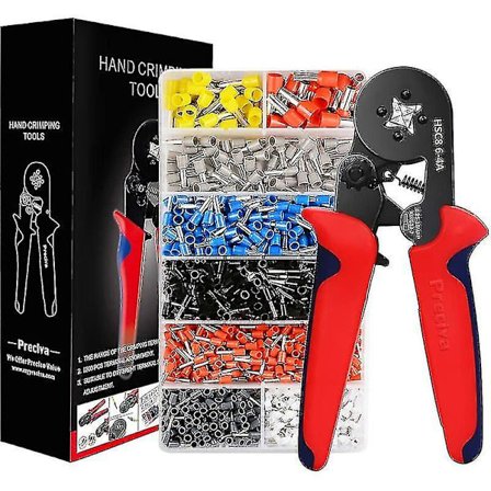 Krimpverktøy med 1200 isolerte krympekontakter fra 0,25 mm til 10 mm, elektrisk avisoleringstang og verktøy[YJD]