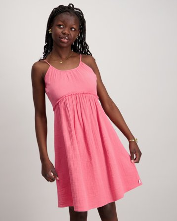 Scotch & Soda A-line crinkle cotton strap dress Rosa Kjoler Jente - Kids Brand Store