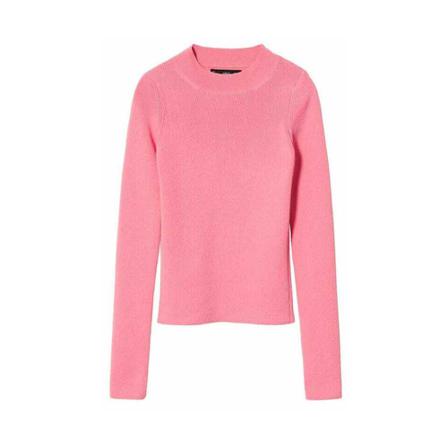 Mango Ribstrikket sweater med høj hals Pink, Dame