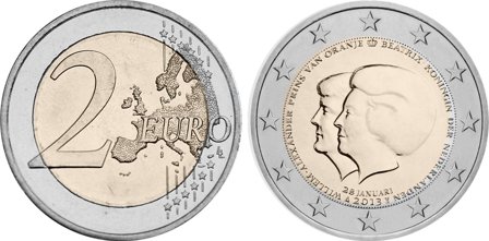 Holland 2013 - Bekendtgørelsen af tronabdikation af Hendes Majestæt Dronning Beatrix - 2 euro mønt