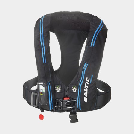 Giubbotto di salvataggio gonfiabile Baltic Force 190N con imbracatura, automatico, nero + cartuccia di CO2 38 grammi, 40 - 120 kg
