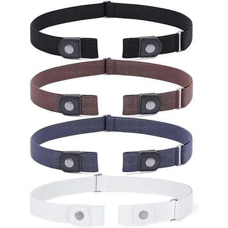 4 st Invisible Stretch Bälte utan Spänne - svart+brun+blå+vit