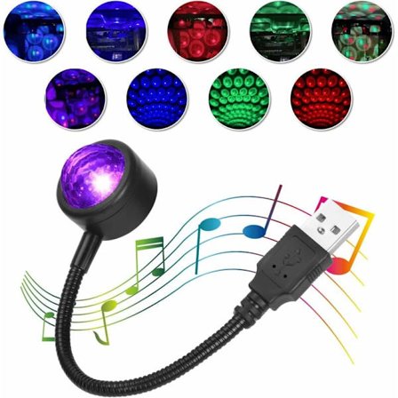 Bilindvendig atmosfærisk lys, automatisk LED USB-tagatmosfærelys intelligent stemmestyring med 4 farver, plug and play bilindvendigt lys til Cei