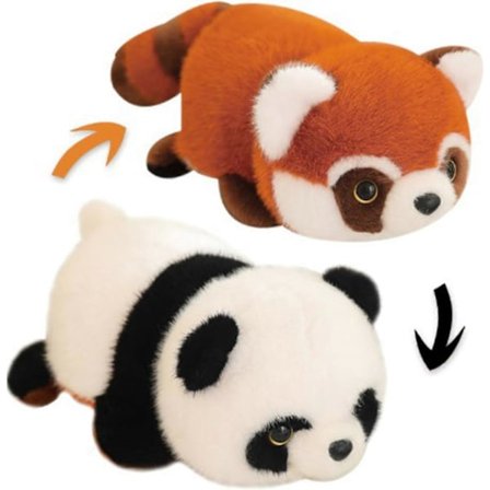 Jättepanda och förvandlas till en brun röd panda. Röd panda docka gosedjur förvandlas till en jätteräv Dol, 100% Ny LGL