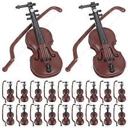 20 set med Xmas Mini Violinmodeller Skrivbordsinstrument Prydnader (Kaffe)